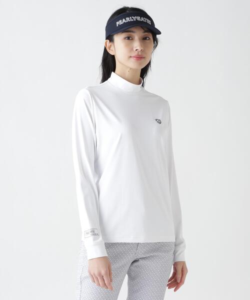 PEARLY GATES(パーリーゲイツ)の「【PEARLY GATES】ポリエステルベア天竺長袖ハイネックカットソー(Tシャツ/カットソー・レディース・ネイビー/ホワイト・SMALL/MEDIUM/LARGE)」の3枚目の写真