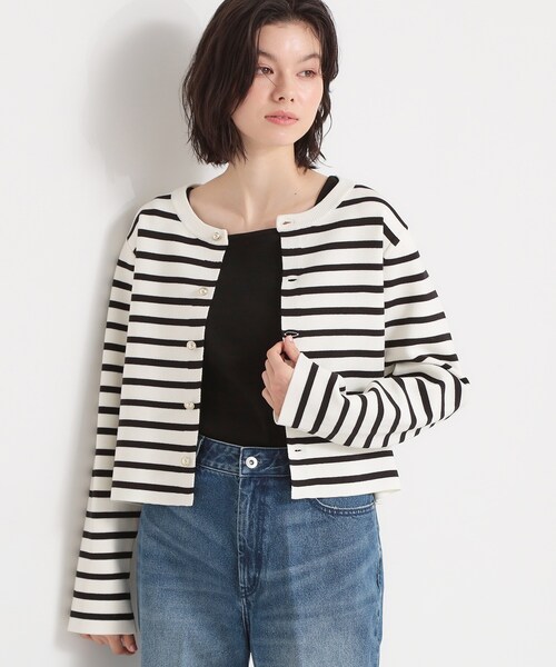 THE SHOP TK (ザ ショップ ティーケー )の「ハーフミラノカーデ(カーディガン/ボレロ・レディース・ブラック/アイボリー系2/ベージュ・13/12)」の3枚目の写真