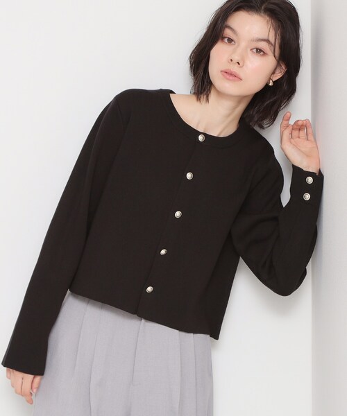 THE SHOP TK (ザ ショップ ティーケー )の「ハーフミラノカーデ(カーディガン/ボレロ・レディース・ブラック/アイボリー系2/ベージュ・13/12)」の1枚目の写真