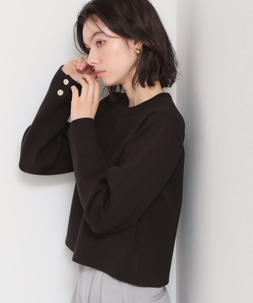 THE SHOP TK (ザ ショップ ティーケー )の「ハーフミラノカーデ(カーディガン/ボレロ・レディース・ブラック/アイボリー系2/ベージュ・13/12)」の4枚目の写真