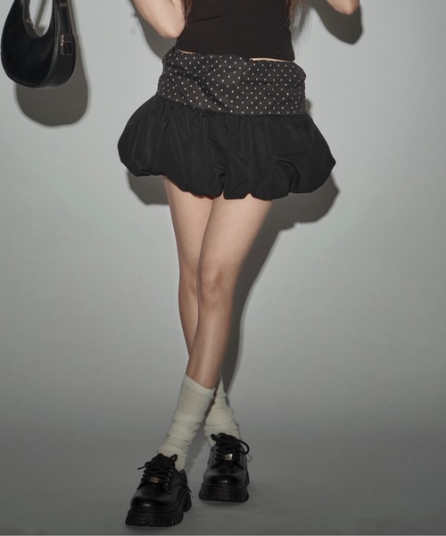 CeLess(セレス)の「Chiffon Dot Balloon Skirt / シフォンドットバルーンスカート(スカート・レディース・ブラック・S/M)」の1枚目の写真