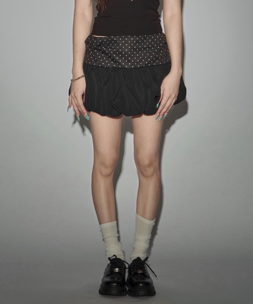 JilLA(ジルア)の「Chiffon Dot Balloon Skirt / シフォンドットバルーンスカート(スカート・レディース・ブラック・S/M)」の2枚目の写真