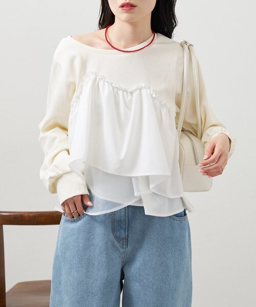 mystic(ミスティック)の「ビスチェドッキングスウェット(スウェット・レディース・チャコールグレー/グレー/アイボリー・FREE)」の4枚目の写真