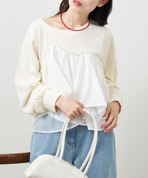 mystic(ミスティック)の「ビスチェドッキングスウェット(スウェット・レディース・チャコールグレー/グレー/アイボリー・FREE)」の5枚目の写真