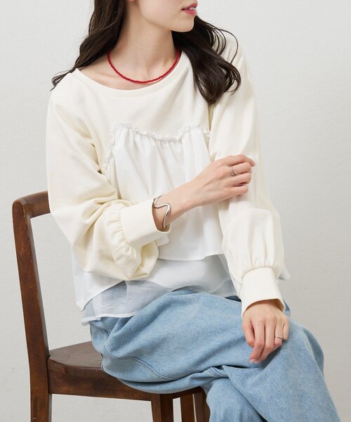 mystic(ミスティック)の「ビスチェドッキングスウェット(スウェット・レディース・チャコールグレー/グレー/アイボリー・FREE)」の6枚目の写真