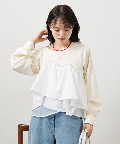 mystic(ミスティック)の「ビスチェドッキングスウェット(スウェット・レディース・チャコールグレー/グレー/アイボリー・FREE)」の11枚目の写真