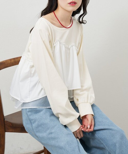 mystic(ミスティック)の「ビスチェドッキングスウェット(スウェット・レディース・チャコールグレー/グレー/アイボリー・FREE)」の13枚目の写真