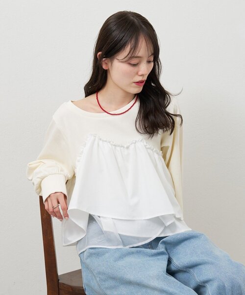 mystic(ミスティック)の「ビスチェドッキングスウェット(スウェット・レディース・チャコールグレー/グレー/アイボリー・FREE)」の14枚目の写真