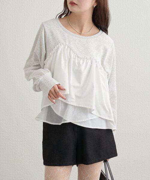 mystic(ミスティック)の「ビスチェドッキングスウェット(スウェット・レディース・チャコールグレー/グレー/アイボリー・FREE)」の15枚目の写真