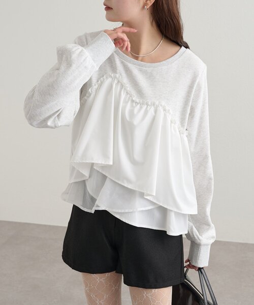 mystic(ミスティック)の「ビスチェドッキングスウェット(スウェット・レディース・チャコールグレー/グレー/アイボリー・FREE)」の16枚目の写真