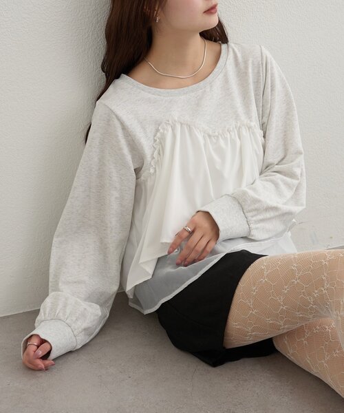 mystic(ミスティック)の「ビスチェドッキングスウェット(スウェット・レディース・チャコールグレー/グレー/アイボリー・FREE)」の17枚目の写真