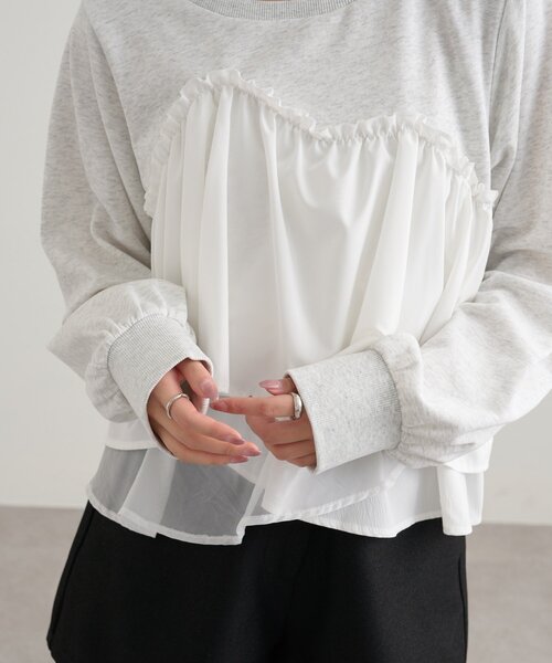 mystic(ミスティック)の「ビスチェドッキングスウェット(スウェット・レディース・チャコールグレー/グレー/アイボリー・FREE)」の18枚目の写真