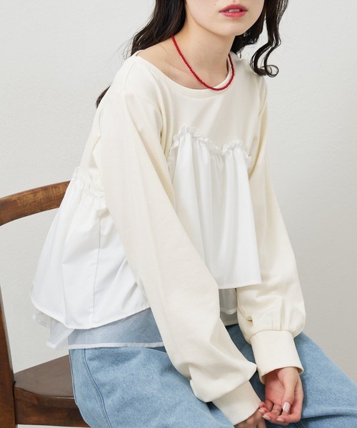 mystic(ミスティック)の「ビスチェドッキングスウェット(スウェット・レディース・チャコールグレー/グレー/アイボリー・FREE)」の2枚目の写真