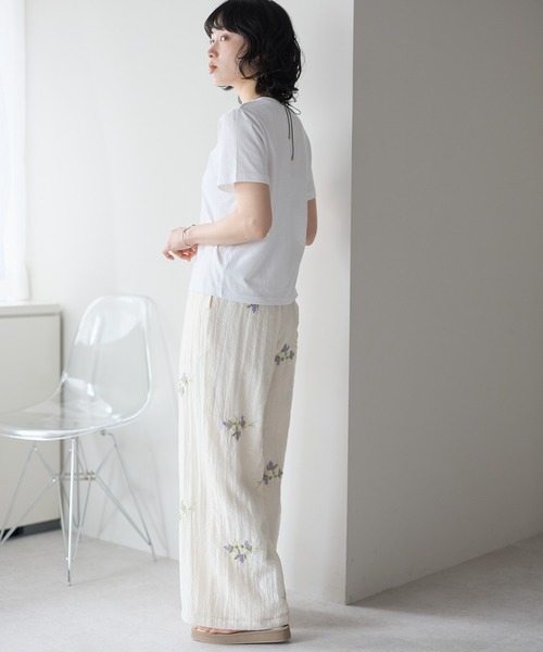 SOTT(ソット)の「花刺繍パンツ(その他パンツ・レディース・オフホワイト/ブラック・FREE)」の7枚目の写真