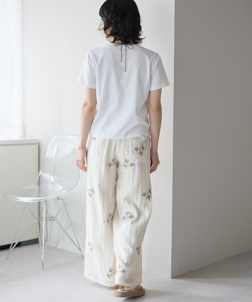 SOTT(ソット)の「花刺繍パンツ(その他パンツ・レディース・オフホワイト/ブラック・FREE)」の8枚目の写真