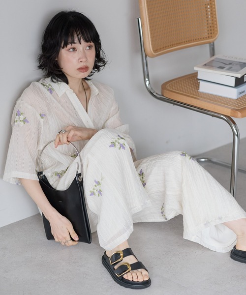 SOTT(ソット)の「花刺繍パンツ(その他パンツ・レディース・オフホワイト/ブラック・FREE)」の9枚目の写真