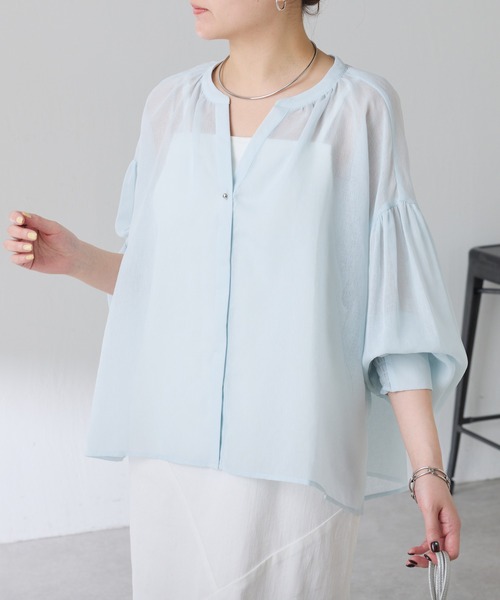 S COLLAGE（エスコラージュ）の「スキッパーシアーシャツ/WEB限定（シャツ/ブラウス・レディース・ブラック/オフホワイト/ブルー/ブラウン・FREE）」の21枚目の写真