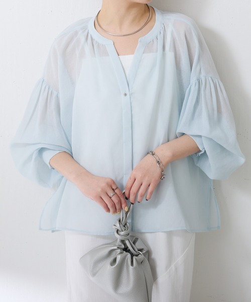 S COLLAGE（エスコラージュ）の「スキッパーシアーシャツ/WEB限定（シャツ/ブラウス・レディース・ブラック/オフホワイト/ブルー/ブラウン・FREE）」の22枚目の写真