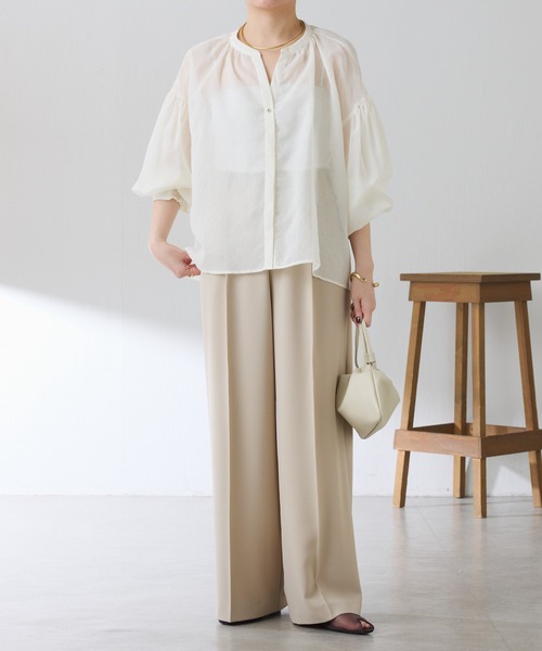 S COLLAGE（エスコラージュ）の「スキッパーシアーシャツ/WEB限定（シャツ/ブラウス・レディース・ブラック/オフホワイト/ブルー/ブラウン・FREE）」の15枚目の写真