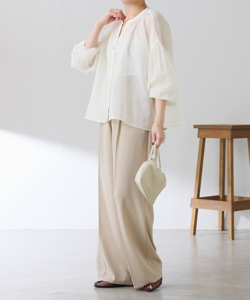 S COLLAGE（エスコラージュ）の「スキッパーシアーシャツ/WEB限定（シャツ/ブラウス・レディース・ブラック/オフホワイト/ブルー/ブラウン・FREE）」の20枚目の写真