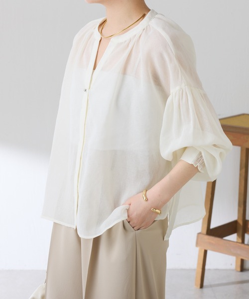 S COLLAGE（エスコラージュ）の「スキッパーシアーシャツ/WEB限定（シャツ/ブラウス・レディース・ブラック/オフホワイト/ブルー/ブラウン・FREE）」の17枚目の写真