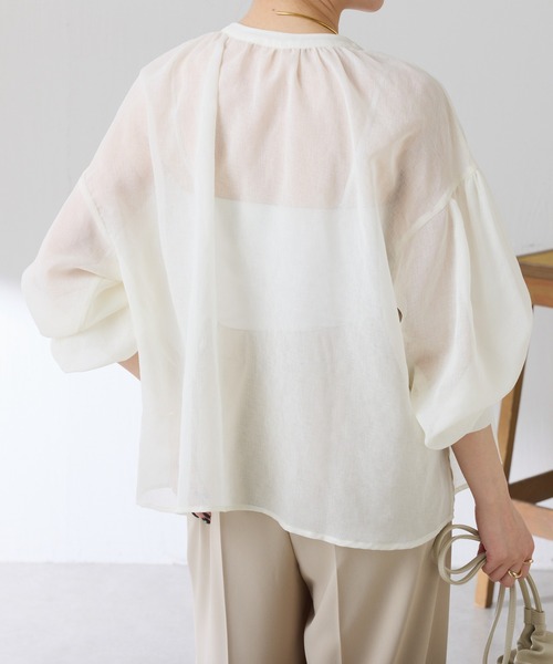 S COLLAGE（エスコラージュ）の「スキッパーシアーシャツ/WEB限定（シャツ/ブラウス・レディース・ブラック/オフホワイト/ブルー/ブラウン・FREE）」の18枚目の写真