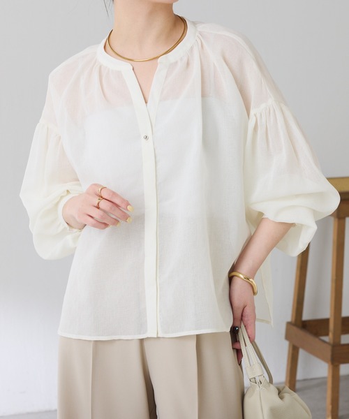 S COLLAGE（エスコラージュ）の「2WAYスキッパーシアーシャツ/WEB限定（シャツ/ブラウス・レディース・ブラック/オフホワイト/ブルー/ブラウン・FREE）」の19枚目の写真