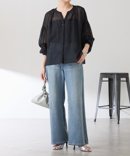 S COLLAGE（エスコラージュ）の「スキッパーシアーシャツ/WEB限定（シャツ/ブラウス・レディース・ブラック/オフホワイト/ブルー/ブラウン・FREE）」の13枚目の写真