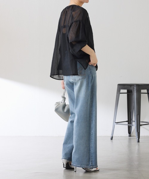 S COLLAGE（エスコラージュ）の「スキッパーシアーシャツ/WEB限定（シャツ/ブラウス・レディース・ブラック/オフホワイト/ブルー/ブラウン・FREE）」の9枚目の写真