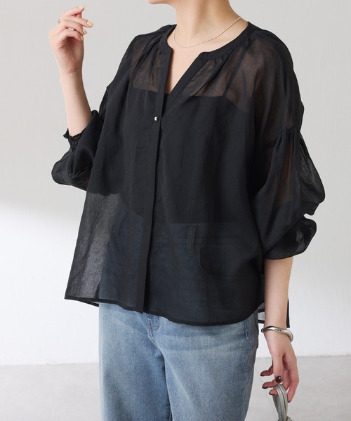 S COLLAGE（エスコラージュ）の「2WAYスキッパーシアーシャツ/WEB限定（シャツ/ブラウス・レディース・ブラック/オフホワイト/ブルー/ブラウン・FREE）」の20枚目の写真
