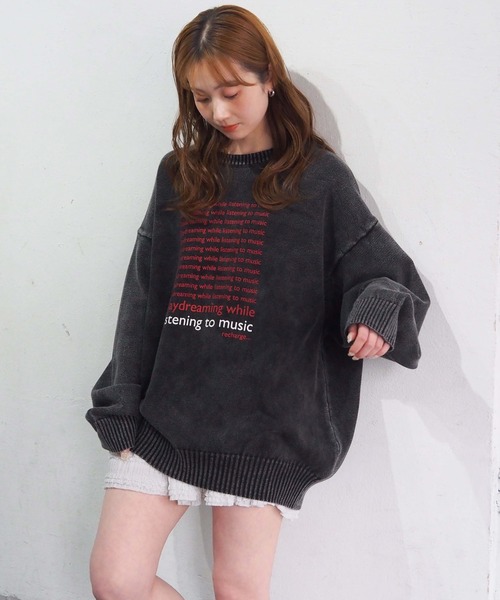 tiptop(ティップトップ)の「ストーンウォッシュロゴBIGプルオーバー(ニット/セーター・レディース・ネイビー/ブラック・FREE)」の5枚目の写真