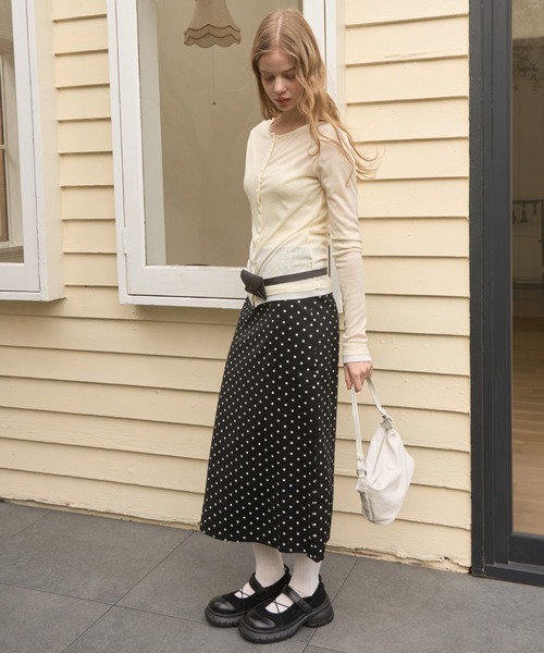 Birthday room(バースデイルーム)の「ドットIラインロングスカート/dot I-line long skirt(スカート・レディース・ブラック/ホワイト・FREE)」の16枚目の写真