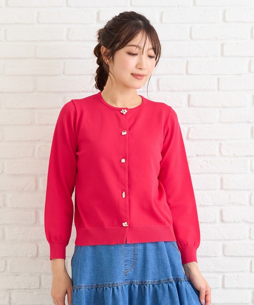 Rose Tiara(ローズティアラ)の「ファッションアイコンボタンニットカーディガン(カーディガン/ボレロ・レディース・ピンク/ネイビー/ライトブルー・38/42/46)」の3枚目の写真