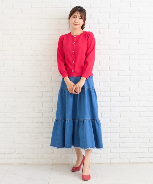 Rose Tiara(ローズティアラ)の「ファッションアイコンボタンニットカーディガン(カーディガン/ボレロ・レディース・ピンク/ネイビー/ライトブルー・38/42/46)」の20枚目の写真