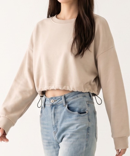 umune(ウムネ)の「クロップド丈 パーカー ジップアップ スウェット ショート丈 フーディー 長袖 トップス スッキリ見え カジュアル 秋 冬(スウェット・レディース・チャコールグレー/グレイッシュベージュ/ブラック・S/M)」の12枚目の写真