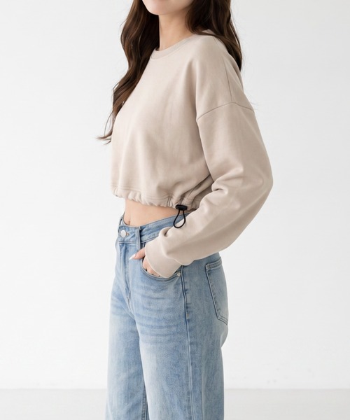 umune(ウムネ)の「クロップド丈 パーカー ジップアップ スウェット ショート丈 フーディー 長袖 トップス スッキリ見え カジュアル 秋 冬(スウェット・レディース・チャコールグレー/グレイッシュベージュ/ブラック・S/M)」の13枚目の写真