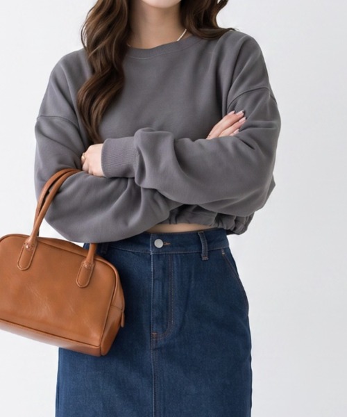 umune(ウムネ)の「クロップド丈 パーカー ジップアップ スウェット ショート丈 フーディー 長袖 トップス スッキリ見え カジュアル 秋 冬(スウェット・レディース・チャコールグレー/グレイッシュベージュ/ブラック・S/M)」の5枚目の写真