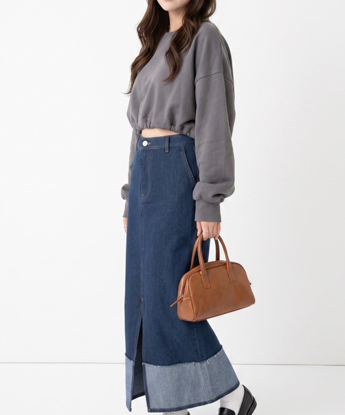 umune(ウムネ)の「クロップド丈 パーカー ジップアップ スウェット ショート丈 フーディー 長袖 トップス スッキリ見え カジュアル 秋 冬(スウェット・レディース・チャコールグレー/グレイッシュベージュ/ブラック・S/M)」の7枚目の写真