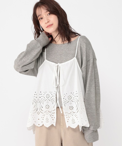 studio CLIP（スタディオクリップ）の「レースキャミソールセットプルオーバー（Tシャツ/カットソー・レディース・オフホワイト/グレー/ブラック・FREE）」の3枚目の写真