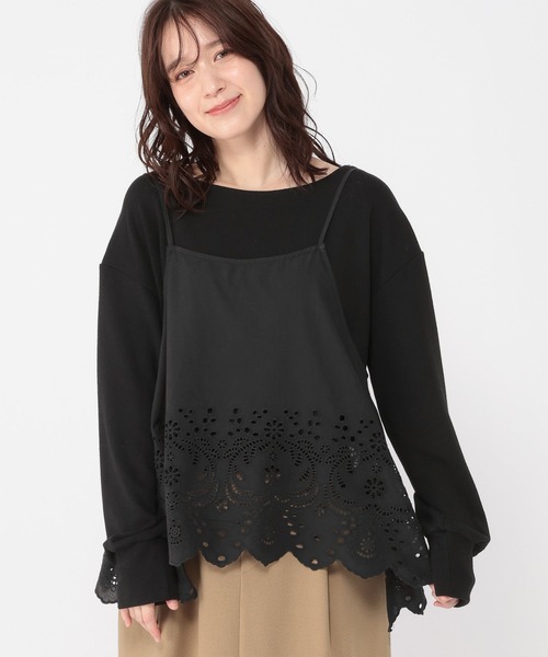 studio CLIP（スタディオクリップ）の「レースキャミソールセットプルオーバー（Tシャツ/カットソー・レディース・オフホワイト/グレー/ブラック・FREE）」の2枚目の写真