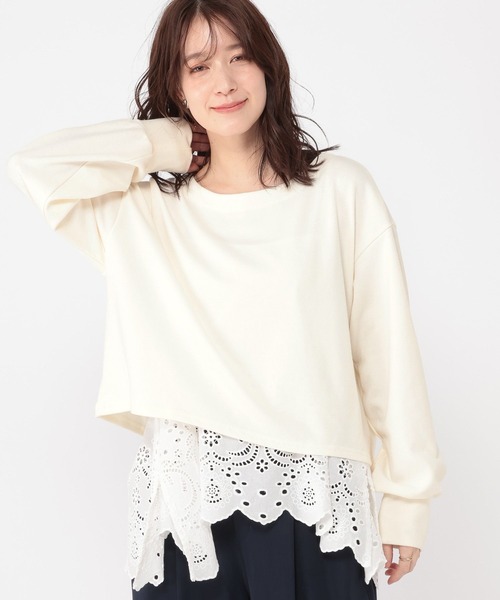 studio CLIP（スタディオクリップ）の「レースキャミソールセットプルオーバー（Tシャツ/カットソー・レディース・オフホワイト/グレー/ブラック・FREE）」の4枚目の写真