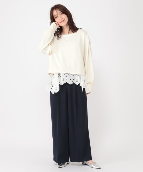 studio CLIP（スタディオクリップ）の「レースキャミソールセットプルオーバー（Tシャツ/カットソー・レディース・オフホワイト/グレー/ブラック・FREE）」の6枚目の写真