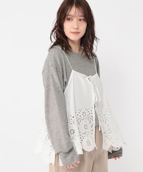 studio CLIP（スタディオクリップ）の「レースキャミソールセットプルオーバー（Tシャツ/カットソー・レディース・オフホワイト/グレー/ブラック・FREE）」の7枚目の写真