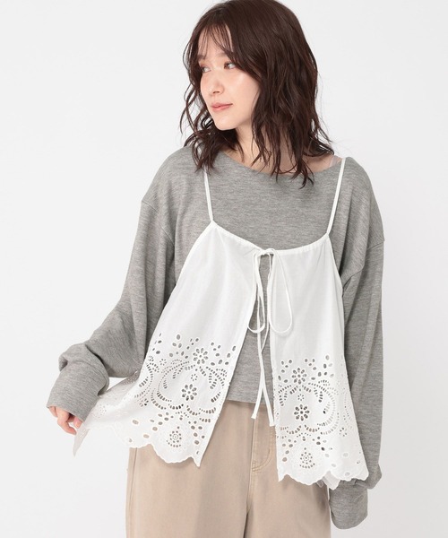 studio CLIP（スタディオクリップ）の「レースキャミソールセットプルオーバー（Tシャツ/カットソー・レディース・オフホワイト/グレー/ブラック・FREE）」の8枚目の写真