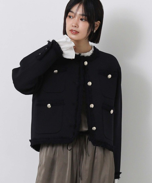 margaux（マルゴー）の「マルゴークルーネックニットジャケット（その他アウター・レディース・レッド/ネイビー・FREE）」の7枚目の写真