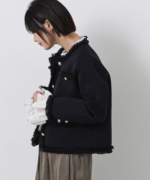 margaux（マルゴー）の「マルゴークルーネックニットジャケット（その他アウター・レディース・レッド/ネイビー・FREE）」の8枚目の写真