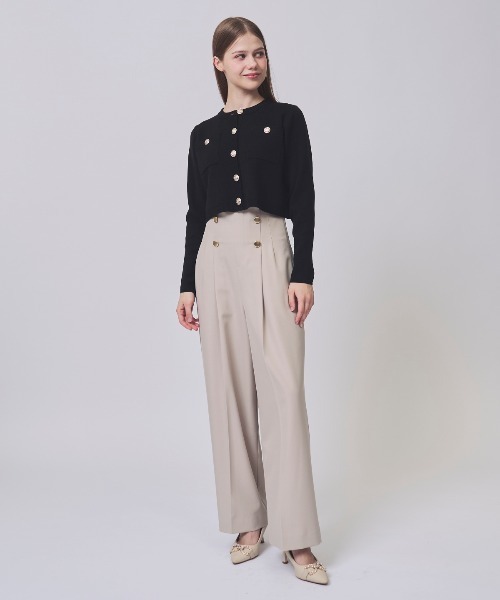 SWINGLE（スウィングル）の「ハイウエストタックワイドパンツ（その他パンツ・レディース・ダークブルー/ベージュ/ライトグレー・MEDIUM/SMALL）」の3枚目の写真