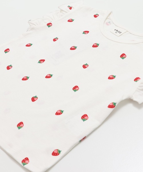 chil2(チルツー)の「綿100% 総柄肩フリルTシャツ(Tシャツ/カットソー・キッズ・ミント/チャコールグレー/スモークピンク/ホワイト/ラベンダー・100cm/90cm/80cm/110cm/140cm/130cm/120cm)」の17枚目の写真
