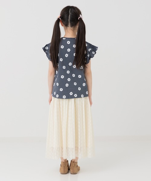 chil2(チルツー)の「綿100% 総柄肩フリルTシャツ(Tシャツ/カットソー・キッズ・ミント/チャコールグレー/スモークピンク/ホワイト/ラベンダー・100cm/90cm/80cm/110cm/140cm/130cm/120cm)」の19枚目の写真