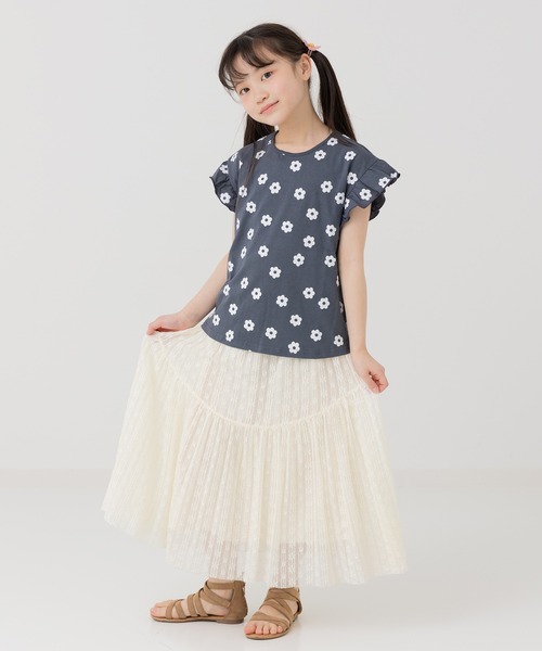 chil2(チルツー)の「綿100% 総柄肩フリルTシャツ(Tシャツ/カットソー・キッズ・ミント/チャコールグレー/スモークピンク/ホワイト/ラベンダー・100cm/90cm/80cm/110cm/140cm/130cm/120cm)」の18枚目の写真